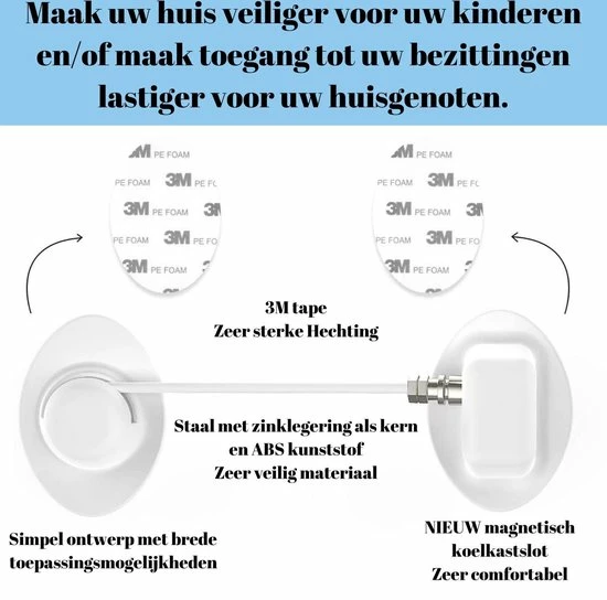 Gohh? Gohh Koelkast Sloten Met Magneetsleutels 2 Stuks Wit 5 Gohh? Gohh Koelkast Sloten Met Magneetsleutels 2 Stuks Wit - Afbeelding 5
