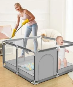 Comomy INSMA Baby Speelbox - 128x128cm Kruipbox - Grondbox - Playpen - Kinderbox - Baby Boxen - Grijs