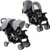VidaXL Kinderwagen Dubbel Staal Grijs En Zwart