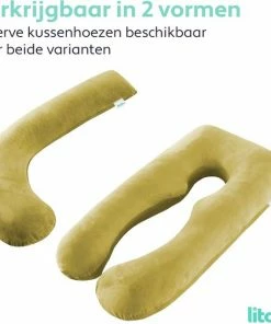 Litollo Zwangerschapskussen (J-vorm) - Zijslaapkussen - Voedingskussen - Lichaamskussen - Body Pillow - 145cm - Zachte Fleece Stof - Afneembare Hoes - Okergeel -Zwitsal - Winkel 550x548 1