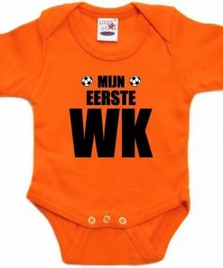 Bellatio Decorations Oranje Fan Romper Voor Babys - Mijn Eerste WK - Holland / Nederland Supporter - EK/ WK Baby Rompers / Outfit 80 (9-12 Maanden)