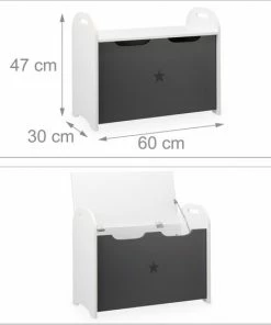 Relaxdays Speelgoedkist Kinderen - Speelgoedbank - Wit-grijs - Speelkist - Opbergkist -Zwitsal - Winkel 550x549 4