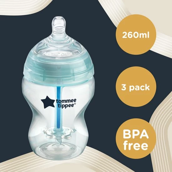 Tommee Tippee Babyflessen - Advanced Anti-koelik - Langzaam Stromende Borstachtige Speen - 260 Ml - Pak Van 3 3 Tommee Tippee Babyflessen - Advanced Anti-koelik - Langzaam Stromende Borstachtige Speen - 260 Ml - Pak Van 3 - Afbeelding 3