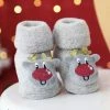Merkloos Kerstthema Babysokken - Winterthema Sokken - Kerstsokken - Rendier - Grijs - Baby Sokken - New Born Sokken