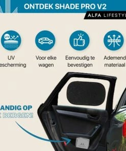 ALFA LIFESTYLE® Statische Zonneschermen – SHADE PRO V2 - Zwart Zonnescherm – UV Protectie Bescherming - Zonwering Auto - 2 Stuks -Zwitsal - Winkel 550x550 1127