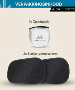 ALFA LIFESTYLE® Statische Zonneschermen – SHADE PRO V2 - Zwart Zonnescherm – UV Protectie Bescherming - Zonwering Auto - 2 Stuks -Zwitsal - Winkel 550x550 1131