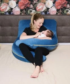 Telano Zwangerschapskussen XXL - Extra Hoes En Opbergtas - Exclusieve Gouden Rits - Velvet Stof - Voedingskussen - U Vorm - Extra Groot - Zijslaapkussen - Blauw -Zwitsal - Winkel 550x550 114