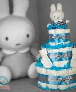 Luiertaartbezorgen.nl Luiertaart Jongen 3-laags Met Nijntje, 45 A-merk Pampers En XL Kaart - Kraamcadeau - Babyshower- Pampertaart -Zwitsal - Winkel 550x550 1151