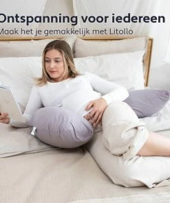 Litollo Zwangerschapskussen (J-vorm) - Zijslaapkussen - Voedingskussen - Lichaamskussen - Body Pillow - 145cm - Zachte Fleece Stof - Afneembare Hoes - Okergeel -Zwitsal - Winkel 550x550 198