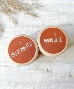 SUS Design Melktanden- En Haarlokdoosjes | Bewaardoosjes Set | Melktanden Bewaren | Roestbruin
