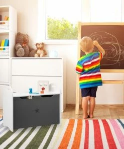 Relaxdays Speelgoedkist Kinderen - Speelgoedbank - Wit-grijs - Speelkist - Opbergkist -Zwitsal - Winkel 550x550 280