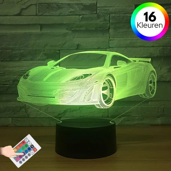 ANiMU 3D Lamp - 16 Kleuren - Auto - LED Illusie - Bureaulamp - Nachtlampje - Sfeerlamp - Dimbaar - USB Of Batterijen - Afstandsbediening - Cadeau Voor Jongens - Kinderen 1 ANiMU 3D Lamp - 16 Kleuren - Auto - LED Illusie - Bureaulamp - Nachtlampje - Sfeerlamp - Dimbaar - USB Of Batterijen - Afstandsbediening - Cadeau Voor Jongens - Kinderen