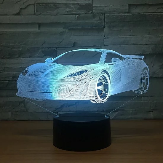 ANiMU 3D Lamp - 16 Kleuren - Auto - LED Illusie - Bureaulamp - Nachtlampje - Sfeerlamp - Dimbaar - USB Of Batterijen - Afstandsbediening - Cadeau Voor Jongens - Kinderen 3 ANiMU 3D Lamp - 16 Kleuren - Auto - LED Illusie - Bureaulamp - Nachtlampje - Sfeerlamp - Dimbaar - USB Of Batterijen - Afstandsbediening - Cadeau Voor Jongens - Kinderen - Afbeelding 3