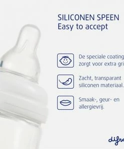 Difrax Glazen Babyfles 250 Ml Natural - Anti-Colic - Blauw - 1 Stuk -Zwitsal - Winkel 550x550 376