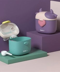 Spieringstore® Melkpoeder Toren – Reisbox – Doseerdoosje – Bewaardoos – Dispenser - Paarse Snuiter