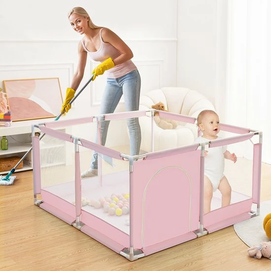 Comomy Grondbox - Vierkant Speelbox - Spel Kasteel - 128x128x66cm - Roze 2 Comomy Grondbox - Vierkant Speelbox - Spel Kasteel - 128x128x66cm - Roze - Afbeelding 2