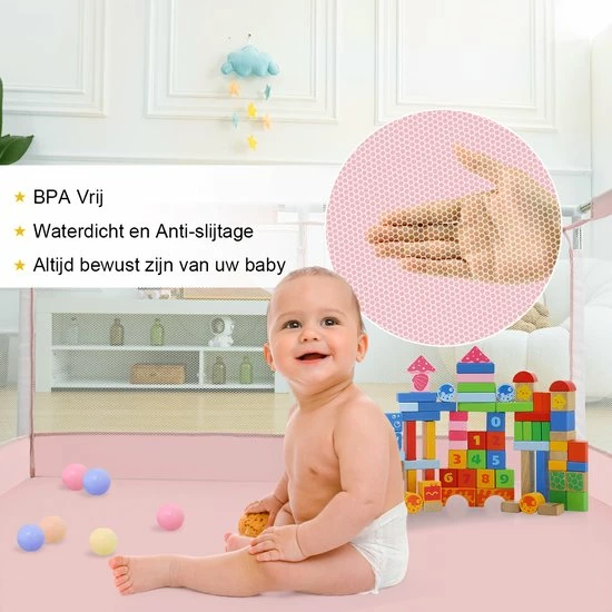 Comomy Grondbox - Vierkant Speelbox - Spel Kasteel - 128x128x66cm - Roze 4 Comomy Grondbox - Vierkant Speelbox - Spel Kasteel - 128x128x66cm - Roze - Afbeelding 4