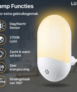 LUSQ? LUSQ - LED-nachtlampje Plug-in/stopcontact Nachtlampje Met Dag/nacht Sensor Werkt Op Stroom Warmlicht Voor In De Baby/kinder Kamer -Zwitsal - Winkel 550x550 630