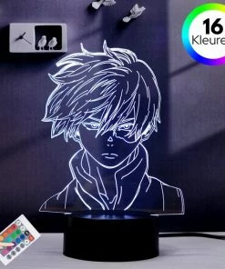 ANiMU 3D Lamp - 16 Kleuren - Todoroki - My Hero Academia - MHA - LED Illusie - Bureaulamp - Nachtlampje - Sfeerlamp - Dimbaar - USB Of Batterijen - Afstandsbediening - Anime Cadeau