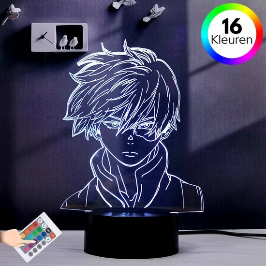 ANiMU 3D Lamp - 16 Kleuren - Todoroki - My Hero Academia - MHA - LED Illusie - Bureaulamp - Nachtlampje - Sfeerlamp - Dimbaar - USB Of Batterijen - Afstandsbediening - Anime Cadeau 1 ANiMU 3D Lamp - 16 Kleuren - Todoroki - My Hero Academia - MHA - LED Illusie - Bureaulamp - Nachtlampje - Sfeerlamp - Dimbaar - USB Of Batterijen - Afstandsbediening - Anime Cadeau