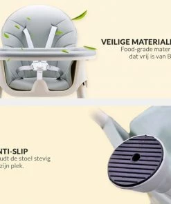 Buxibo 2in1 Baby Kinderstoel - Verstelbare Poten - Afneembare Dienblad - Eetstoel/Kinderstoeltje/Newborn - 92x62x77cm - Grijs -Zwitsal - Winkel 550x550 743