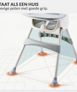 Buxibo 2in1 Baby Kinderstoel - Verstelbare Poten - Afneembare Dienblad - Eetstoel/Kinderstoeltje/Newborn - 92x62x77cm - Grijs -Zwitsal - Winkel 550x550 744