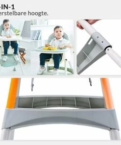 Buxibo 2in1 Baby Kinderstoel - Verstelbare Poten - Afneembare Dienblad - Eetstoel/Kinderstoeltje/Newborn - 92x62x77cm - Grijs -Zwitsal - Winkel 550x550 745