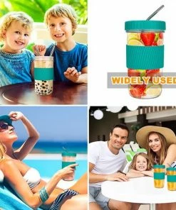 Brynnl Drinkbril Herbruikbare Mason Jar Cups Met 2 Deksels En Rietjes Reinigingsborstel Brede Mond Bubble Tea Cup Reismok Glazen Tumbler Mason Jar Sippy Cup Voor Boba Tea Smoothie Jam (Diep Groen) -Zwitsal - Winkel 550x550 819