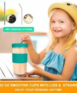 Brynnl Drinkbril Herbruikbare Mason Jar Cups Met 2 Deksels En Rietjes Reinigingsborstel Brede Mond Bubble Tea Cup Reismok Glazen Tumbler Mason Jar Sippy Cup Voor Boba Tea Smoothie Jam (Diep Groen) -Zwitsal - Winkel 550x550 821