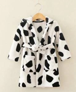 Jumada - Badjas Baby - Koeienvlekjes - Gratis Baby Borstel - Gratis Kam - Zwart/wit - 1 Stuk