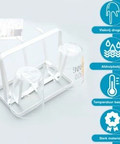 Geen Merknaam Flessenrek - Droogrek Babyfles - Flessen Rek Baby - Flessendroogrek - Afdruiprek - Afwasrek - Flessenrekje - Lekbak - Gouttoir - Witte Droogrek - Vetalo -Zwitsal - Winkel 550x550 886