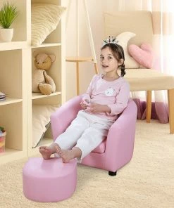 HOMCOM Kinderstoel, Mini-stoel Met Poef, Kinderbank, Meisjes Roze 310-036 -Zwitsal - Winkel 550x550 904