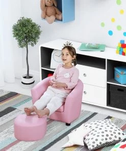 HOMCOM Kinderstoel, Mini-stoel Met Poef, Kinderbank, Meisjes Roze 310-036 -Zwitsal - Winkel 550x550 905