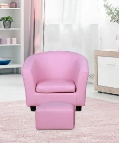 HOMCOM Kinderstoel, Mini-stoel Met Poef, Kinderbank, Meisjes Roze 310-036 -Zwitsal - Winkel 550x550 906