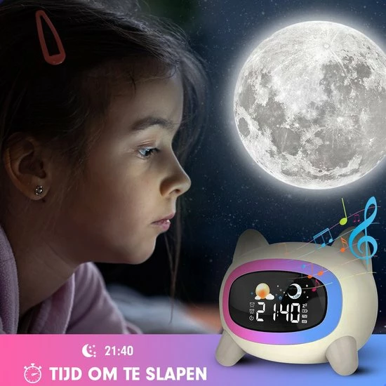 Flient Slaaptrainer - Hond/Puppy - Kinderwekker - Wekker - Nachtlampje Met Dimfunctie - Wit - Oplaadbaar 5 Flient Slaaptrainer - Hond/Puppy - Kinderwekker - Wekker - Nachtlampje Met Dimfunctie - Wit - Oplaadbaar - Afbeelding 5