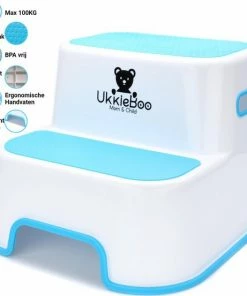 UkkieBoo Opstapje - Max 100kg - Blauw - Antislip Krukje - Wc Krukje - Kinder Opstapjes - Wc Trainer - Wc Kinderhulp - Toilet Trainer - Eerste Opstapje - Opstapje - Kruk - Opstapkrukje - Baby Opstapje - Veilig - Keuken Opstapje - Trapje