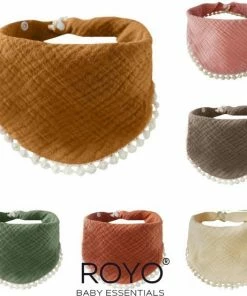 RoYo Set Van 6 Aardetinten Slabbetjes - 100% Organisch Katoen - Bandana Slab - Hydrofiel - Slabber - Kwijl Slabbetjes - Slabbertjes Baby - Kraamcadeau Meisje