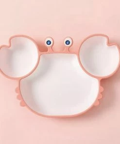 KimDo Kinderbord Met Vakjes En Een Zuignap - Roze - Siliconen Bord - Antislip - Kinderen - Kinderservies- Baby Servies - Baby Bordje