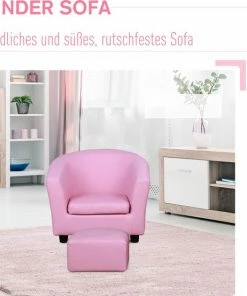 HOMCOM Kinderstoel, Mini-stoel Met Poef, Kinderbank, Meisjes Roze 310-036 -Zwitsal - Winkel 550x554 6