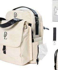 Deryan Luiertas Rugzak Met Verschoonmatje - Inclusief Flessenwarmhouder - Kinderwagenhaken En Isoleervak - Cream