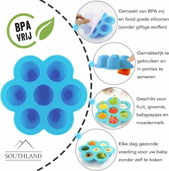 Southland Babyvoeding Bewaarbakjes - Babyvoedingsaccessoires - Siliconen Lepeltjes - BPA-vrij - Babyvoeding Diepvriesbakje 4 Southland Babyvoeding Bewaarbakjes - Babyvoedingsaccessoires - Siliconen Lepeltjes - BPA-vrij - Babyvoeding Diepvriesbakje - Afbeelding 4