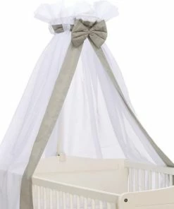 Slaaptextiel Baby Sluier Strik Grijs - Baby Hemeltjes - Baby Klamboe Voor Wieg En Ledikant