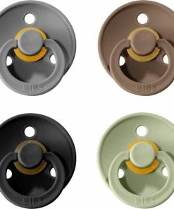 4 Bibs Fopspenen Black, Smoke, Sage En Dark Oak (6-18maanden)