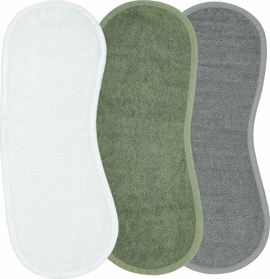 Meyco Basic Badstof Spuugdoeken Schoudermodel 3-pack - Wit/Forest Green/Grijs - 53x20cm 1 Meyco Basic Badstof Spuugdoeken Schoudermodel 3-pack - Wit/Forest Green/Grijs - 53x20cm