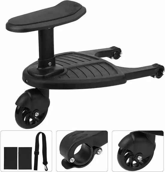 Merkloos Happyment Universeel Meerijdplankje - Met Zitting - Voor Kinderwagen - Buggyboard - Zwart 10 Merkloos Happyment Universeel Meerijdplankje - Met Zitting - Voor Kinderwagen - Buggyboard - Zwart - Afbeelding 10