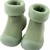 Baby-slofje.nl Fleece Anti-slip Schoentjes - Sok Sloffen - Eerste Loopschoentjes Van Baby-Slofje - Effen Groen - Maat 24/25