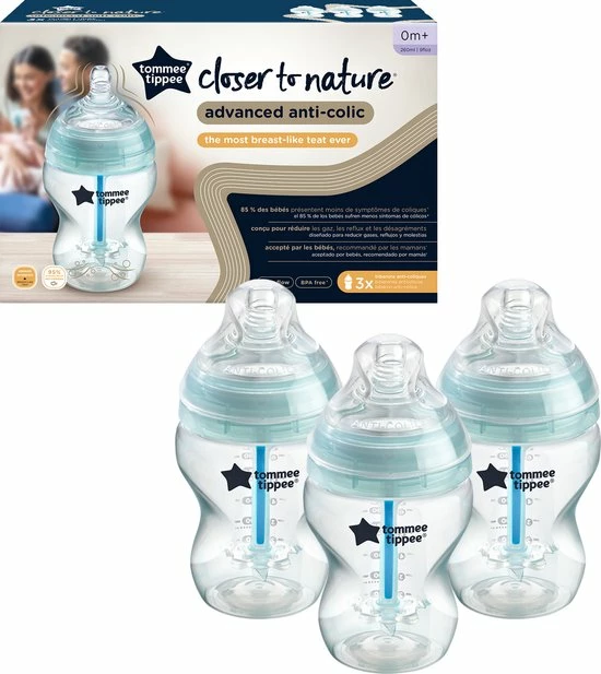Tommee Tippee Babyflessen - Advanced Anti-koelik - Langzaam Stromende Borstachtige Speen - 260 Ml - Pak Van 3 8 Tommee Tippee Babyflessen - Advanced Anti-koelik - Langzaam Stromende Borstachtige Speen - 260 Ml - Pak Van 3 - Afbeelding 8