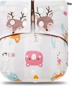 BonBini's Luiers - Wasbare Luier Oh Deer 3-15 Kg - Luierbroekje - Dubbele Antilek Preventie - Zwemluier Drukknoopjes En Verstelbaar Maat S, M, L Maat 1 T/m 5