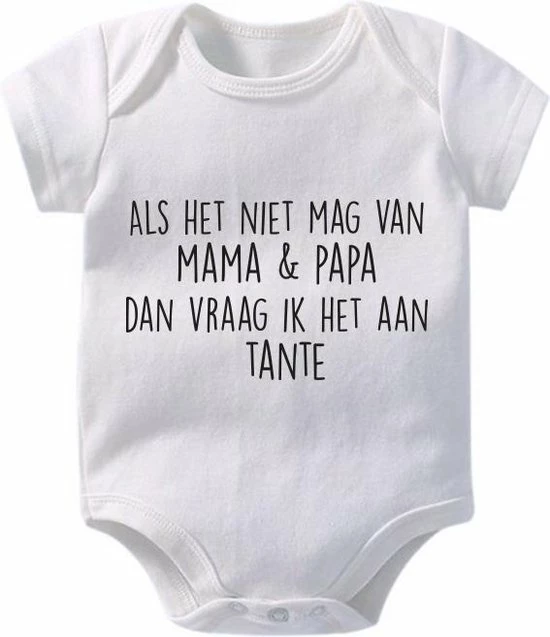 Hospitrix Baby Rompertje Met Tekst Als Het Niet Mag Van Mama & Papa Dan Vraag Ik Het Aan Tante| Maat S | 0-3 Maanden | 50/56 | Korte Mouw | Cadeau Voor Zwangerschap | Bekendmaking | Aankondiging | Aanstaande Moeder | Moederdag 1 Hospitrix Baby Rompertje Met Tekst Als Het Niet Mag Van Mama & Papa Dan Vraag Ik Het Aan Tante| Maat S | 0-3 Maanden | 50/56 | Korte Mouw | Cadeau Voor Zwangerschap | Bekendmaking | Aankondiging | Aanstaande Moeder | Moederdag