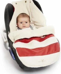 Wallaboo Su De-look Voetenzak - Past In De Autostoel - Pasgeboren Tot 12 Maanden - Met Een Teddy Voering - Rood Gestreept
